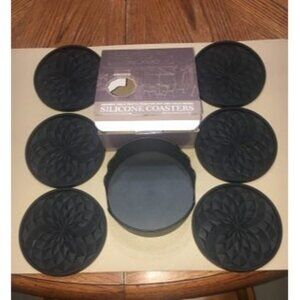 New Silicone Coasters [6 Pack] Coasters with Holder - Drinking Coasters